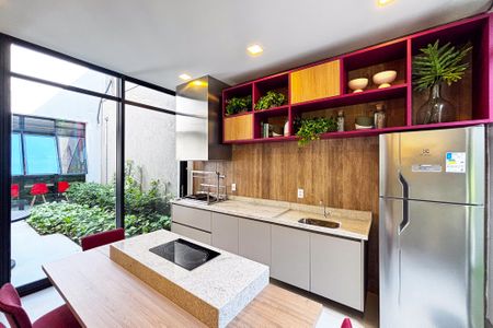 Studio para alugar com 27m², 1 quarto e sem vagacozinha gourmert
