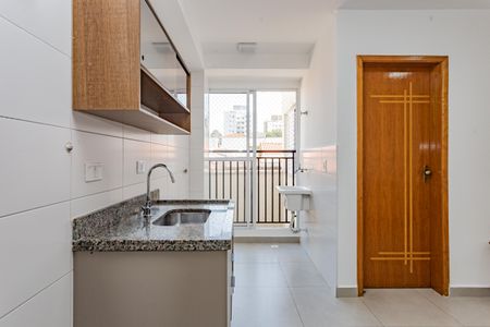 Cozinha de apartamento para alugar com 1 quarto, 32m² em Vila Brasilio Machado, São Paulo