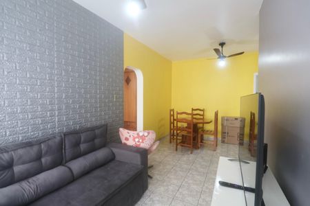 Sala de apartamento para alugar com 1 quarto, 60m² em Jardim Tres Marias, Guarujá