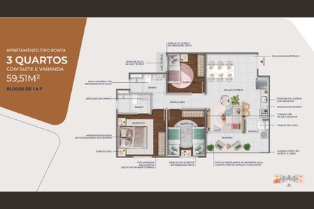 Apartamento à venda com 3 quartos, 59m² em Ouro Preto, Belo Horizonte