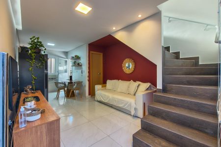 Sala de casa de condomínio para alugar com 2 quartos, 60m² em Aviação, Praia Grande