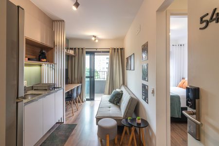 Sala de apartamento para alugar com 1 quarto, 29m² em Indianópolis, São Paulo
