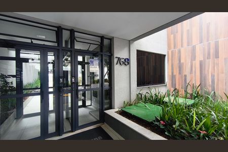 Studio para alugar com 43m², 1 quarto e sem vaga Studio para alugar com 43m², 1 quarto e sem vagaFachada + Plaquinha