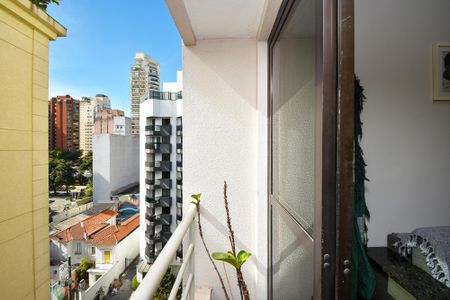 varanda sala de estar de apartamento para alugar com 1 quarto, 40m² em Jardim Paulista, São Paulo