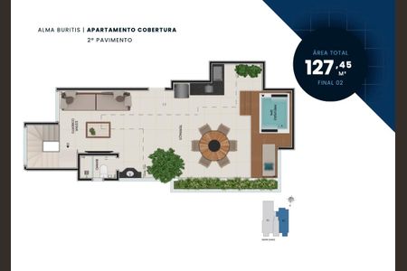 Apartamento à venda com 127m², 2 quartos e 3 vagas