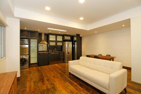 Ambientes Integrados (Sala de Estar, Jantar, Quarto e Cozinha) de apartamento para alugar com 1 quarto, 53m² em Jardim Paulista, São Paulo