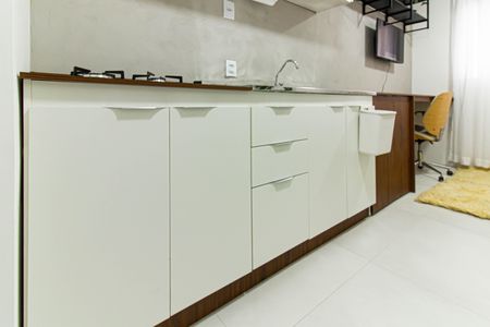 Cozinha de apartamento para alugar com 1 quarto, 24m² em Barra Funda, São Paulo