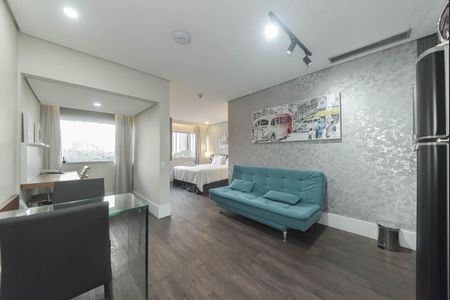 Sala - Cozinha Integrada de apartamento à venda com 1 quarto, 34m² em Cidade Monções, São Paulo