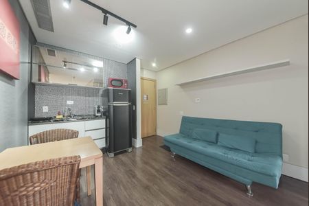 Sala - Cozinha Integrada de apartamento à venda com 1 quarto, 34m² em Cidade Monções, São Paulo