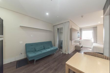 Sala - Cozinha Integrada de apartamento à venda com 1 quarto, 34m² em Cidade Monções, São Paulo
