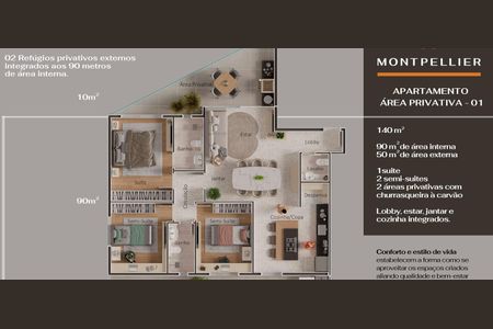 Apartamento à venda com 140m², 3 quartos e 2 vagas