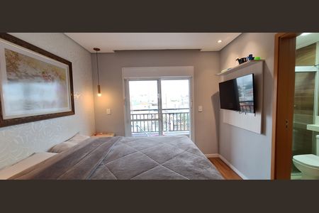Suíte master de apartamento à venda com 3 quartos, 96m² em Vila Scarpelli, Santo André