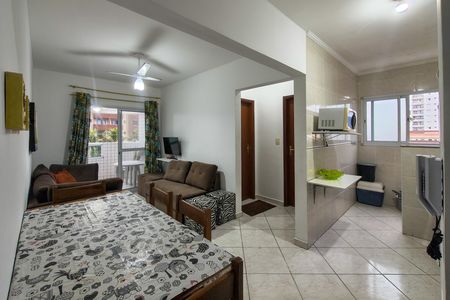 Sala de apartamento para alugar com 1 quarto, 55m² em Maracanã, Praia Grande