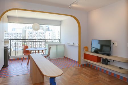 Sala e Cozinha de apartamento para alugar com 2 quartos, 53m² em Barra Funda, São Paulo