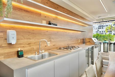 Apartamento para alugar com 145m², 2 quartos e 2 vagas Apartamento para alugar com 145m², 2 quartos e 2 vagasÁrea comum - Área Gourmet