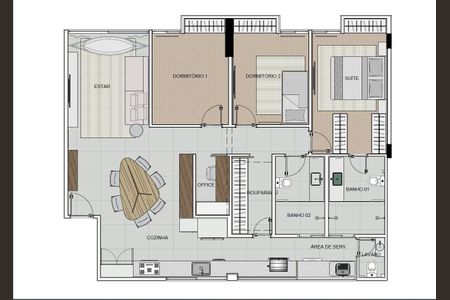 Apartamento à venda com 120m², 1 quarto e 1 vagaPlanta