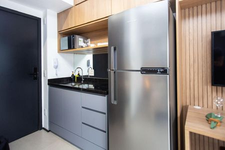 Cozinha de apartamento à venda com 1 quarto, 26m² em Vila Clementino, São Paulo