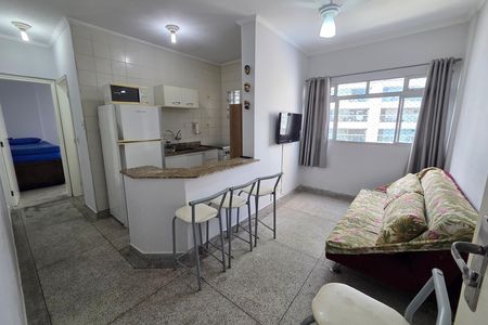 Sala de apartamento para alugar com 1 quarto, 37m² em Boqueirão, Praia Grande