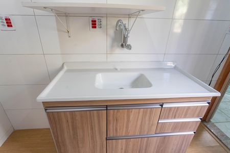 Cozinha  de kitnet/studio para alugar com 1 quarto, 18m² em Campanário, Diadema