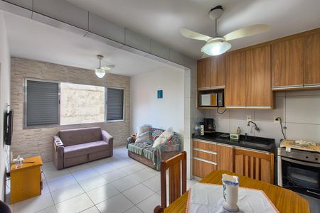 Sala/Cozinha de apartamento para alugar com 1 quarto, 42m² em Vila Assuncao, Praia Grande
