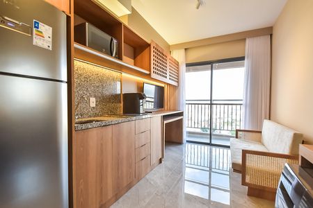 Sala/cozinha de apartamento para alugar com 1 quarto, 28m² em Liberdade, São Paulo