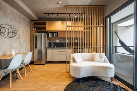 Sala/Cozinha de apartamento para alugar com 1 quarto, 30m² em Jardins, São Paulo