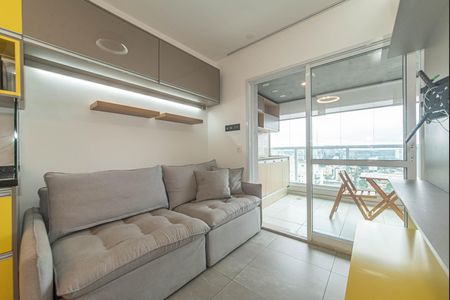 Sala - Cozinha Integrada de apartamento à venda com 1 quarto, 33m² em Brooklin, São Paulo