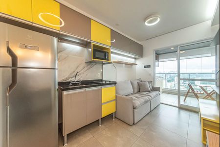 Sala - Cozinha Integrada de apartamento à venda com 1 quarto, 33m² em Brooklin, São Paulo