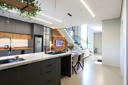 Casa de condomínio para alugar com 196m², 2 quartos e 2 vagasSala  cozinha americana integrada