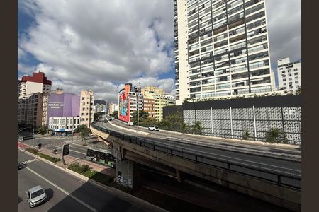 Vista Sala/Cozinha de kitnet/studio para alugar com 1 quarto, 25m² em Santa Cecilia, São Paulo
