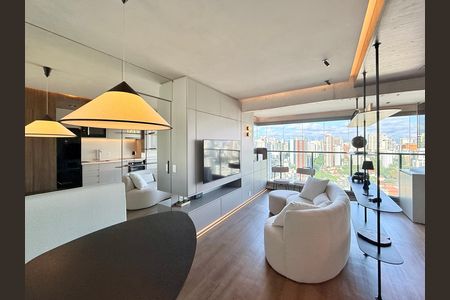 Sala  de apartamento à venda com 1 quarto, 38m² em Brooklin, São Paulo