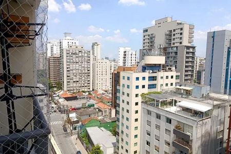 Apartamento à venda com 50m², 1 quarto e 1 vagaVista da cidade de São Paulo, com edifícios altos e ruas movimentadas.