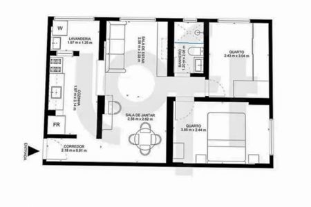 Apartamento à venda com 55m², 2 quartos e 1 vaga Apartamento à venda com 55m², 2 quartos e 1 vagaPlanta do imovel
