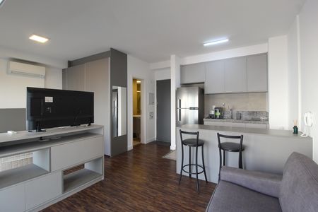 Sala/Cozinha de kitnet/studio para alugar com 1 quarto, 42m² em Itaim Bibi, São Paulo