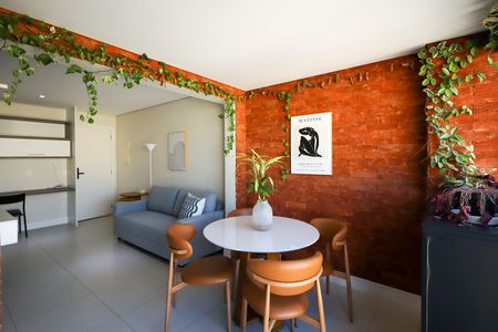 Varanda e Cozinha de apartamento à venda com 1 quarto, 40m² em Brooklin, São Paulo