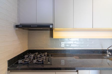 Cozinha de apartamento para alugar com 1 quarto, 45m² em Indianópolis, São Paulo
