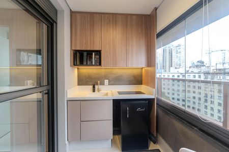 Cozinha de kitnet/studio para alugar com 1 quarto, 25m² em Bela Vista, São Paulo