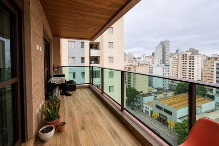Varanda com vista para a cidade, com móveis simples e plantas, em um apartamento residencial. de apartamento à venda com 1 quarto, 37m² em Santa Cecilia, São Paulo