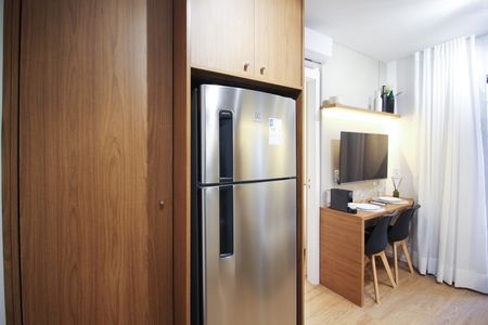 Cozinha de apartamento para alugar com 1 quarto, 24m² em Vila Nova Conceição, São Paulo