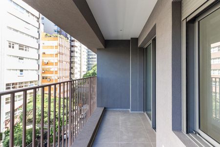 Varanda da Sala de apartamento para alugar com 1 quarto, 32m² em Higienópolis, São Paulo