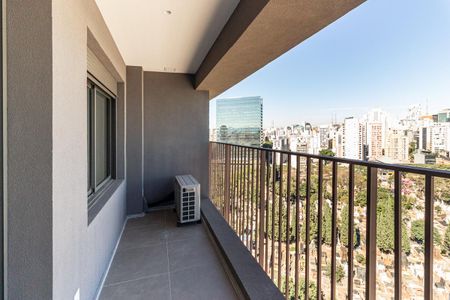Varanda da Sala de apartamento para alugar com 1 quarto, 33m² em Higienópolis, São Paulo