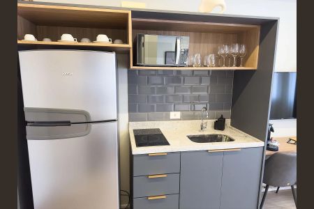 Cozinha de apartamento à venda com 1 quarto, 26m² em Santo Amaro, São Paulo