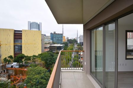 varanda Sala de apartamento para alugar com 1 quarto, 45m² em Jardim Paulista, São Paulo