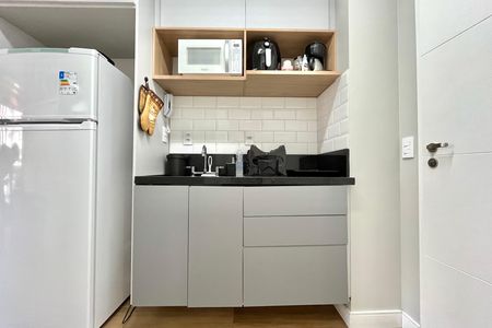Cozinha de kitnet/studio para alugar com 1 quarto, 26m² em Vila Clementino, São Paulo