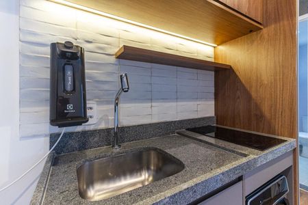 Cozinha de kitnet/studio para alugar com 1 quarto, 24m² em Campos Elíseos, São Paulo