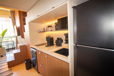 Cozinha de apartamento para alugar com 1 quarto, 31m² em Jardim das Acacias, São Paulo