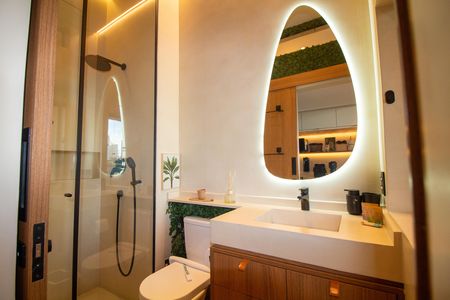 Banheiro de apartamento para alugar com 1 quarto, 31m² em Jardim das Acacias, São Paulo