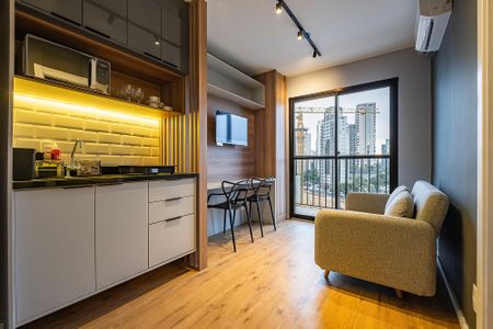 Sala/Cozinha de apartamento para alugar com 1 quarto, 27m² em Pinheiros, São Paulo