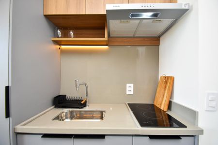 cozinha de kitnet/studio à venda com 1 quarto, 29m² em Pinheiros, São Paulo