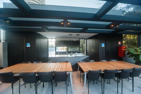 Área comum - Churrasqueira de kitnet/studio para alugar com 1 quarto, 66m² em Vale do Sereno, Nova Lima